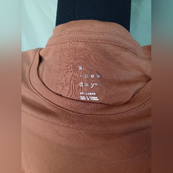 A New Day Rust Colored Ribbed Long Sleeve T-Shirt Plus Sized - Picture 5 of 5
